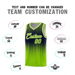 Neon Green Gradient Dots Pattern Team Basketball Jersey 4