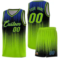 Neon Green Gradient Dots Pattern Team Basketball Jersey