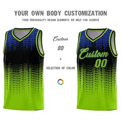 Neon Green Gradient Dots Pattern Team Basketball Jersey 3