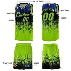 Neon Green Gradient Dots Pattern Team Basketball Jersey 5