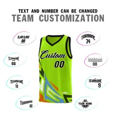 Neon Green Gradient Graffiti Pattern Basketball Jersey 4