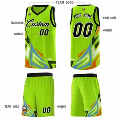 Neon Green Gradient Graffiti Pattern Basketball Jersey 5