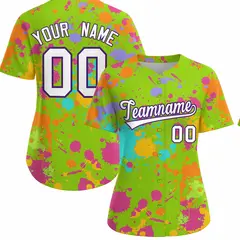Neon Green Graffiti Fashion Baseball Jersey For Women
