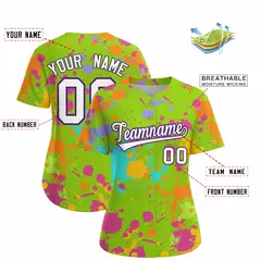Neon Green Graffiti Fashion Baseball Jersey For Women 2
