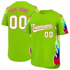 Neon Green Graffiti Multicolored Flames Baseball Jersey 1
