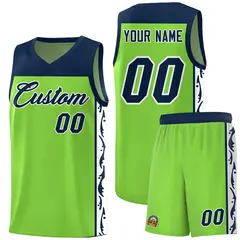 Neon Green Graffiti Side Pattern Basketball Jersey 1
