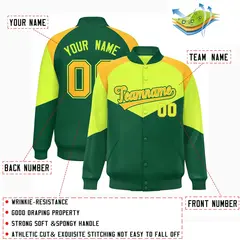 Neon Green Green Color Block Varsity Letterman Jacket 2