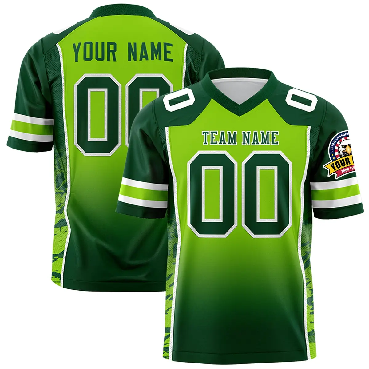Neon Green Green Gradient Side Pattern Football Jersey