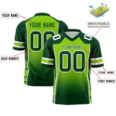 Neon Green Green Gradient Side Pattern Football Jersey 2