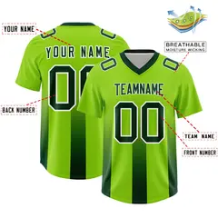 Neon Green Green Gradient Vertical Stripe Football Jersey 2