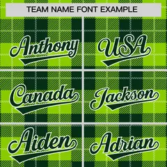 Neon Green Green-White Plaid Varsity Letterman Baseball Jacket 3