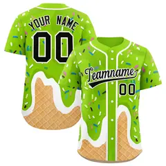 Neon Green Ice Cream Cone Graffiti Baseball Jersey