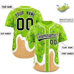 Neon Green Ice Cream Cone Graffiti Baseball Jersey 2