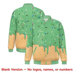 Neon Green Ice Cream Cone Graffiti Full-Snap Varsity Letterman Jacket 7