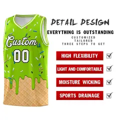 Neon Green Ice Cream Pattern Basketball Kit 2