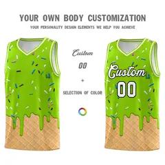 Neon Green Ice Cream Pattern Basketball Kit 3