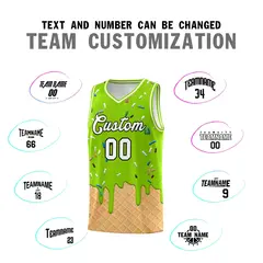 Neon Green Ice Cream Pattern Basketball Kit 4