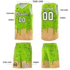 Neon Green Ice Cream Pattern Basketball Kit 5