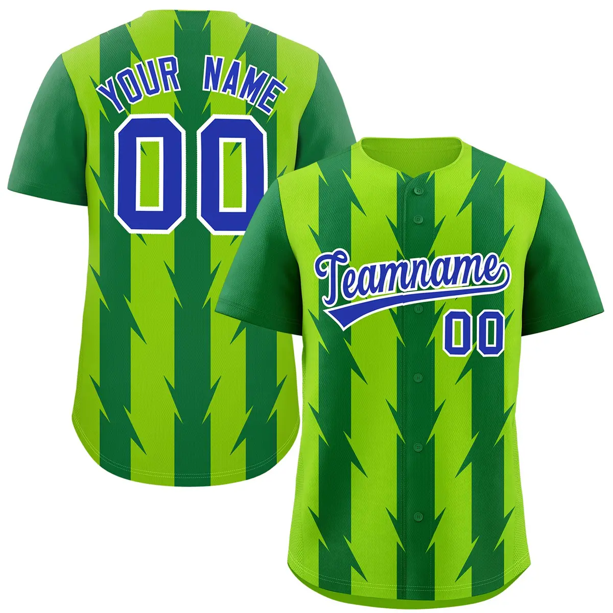 Neon Green Kelly Green Blade Pattern Raglan Baseball Jersey