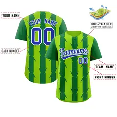 Neon Green Kelly Green Blade Pattern Raglan Baseball Jersey 2