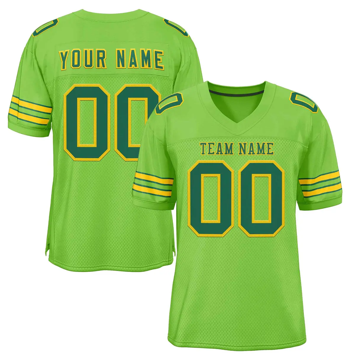 Neon Green Kelly Green-Gold Classic Style Football Jersey