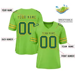 Neon Green Kelly Green-Gold Classic Style Football Jersey 2