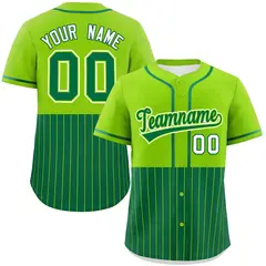 Neon Green Kelly Green Half Stripe Authentic Baseball Jersey 1