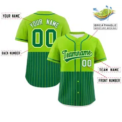 Neon Green Kelly Green Half Stripe Authentic Baseball Jersey 2