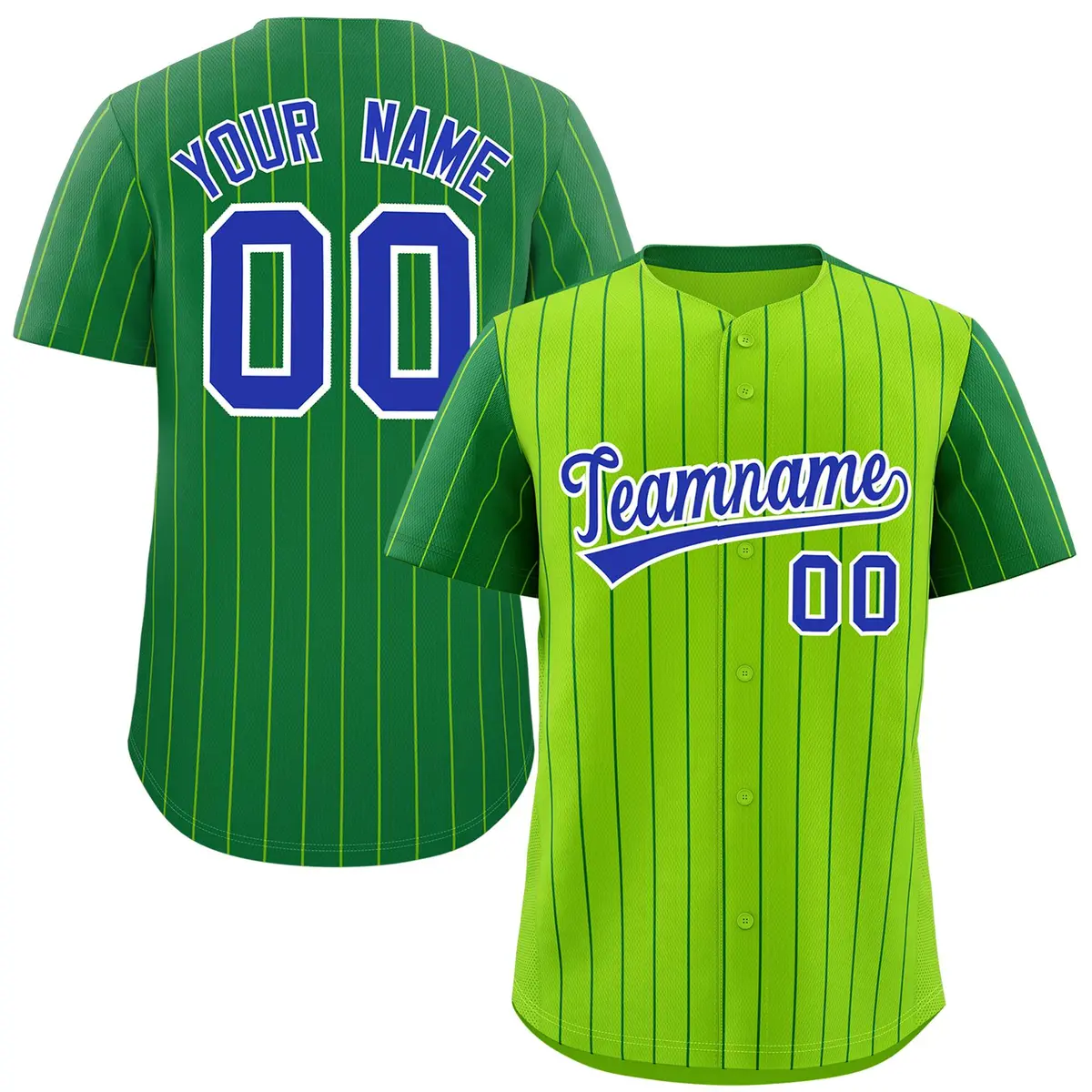Neon Green Kelly Green Pinstripe Raglan Baseball Jersey