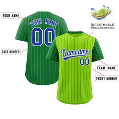Neon Green Kelly Green Pinstripe Raglan Baseball Jersey 2