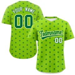 Neon Green Kelly Green Polka Dot Graffiti Baseball Jersey