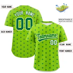 Neon Green Kelly Green Polka Dot Graffiti Baseball Jersey 2