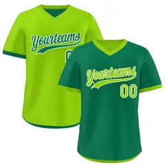 Neon Green Kelly Green Reversible Pullover Baseball Jersey 1