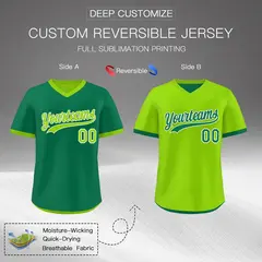Neon Green Kelly Green Reversible Pullover Baseball Jersey 2