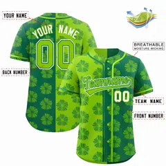 Neon Green Kelly Green Split Flower Graffiti Baseball Jersey 2