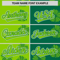 Neon Green Kelly Green Split Flower Graffiti Baseball Jersey 3