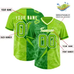 Neon Green Kelly Green Split Lightning Pattern Football Jersey 2