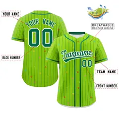 Neon Green Kelly Green Stripe Star Pattern Baseball Jersey 2