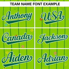 Neon Green Kelly Green Stripe Star Pattern Baseball Jersey 3