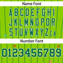 Neon Green Kelly Green Stripe Star Pattern Baseball Jersey 4