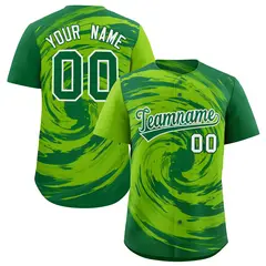 Neon Green Kelly Green Swirl Graffiti Baseball Jersey 1