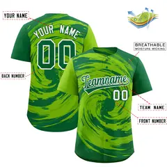 Neon Green Kelly Green Swirl Graffiti Baseball Jersey 2