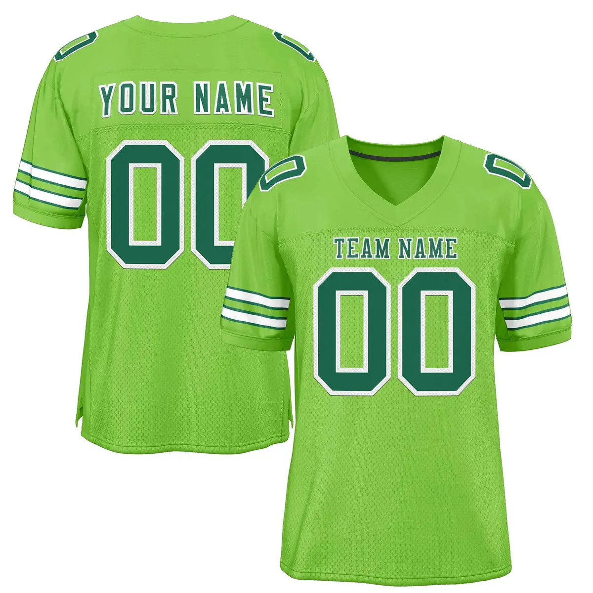 Neon Green Kelly Green White Classic Football Jersey