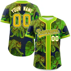 Neon Green Leopard Graffiti Baseball Jersey