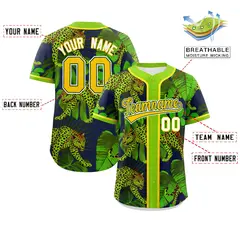 Neon Green Leopard Graffiti Baseball Jersey 2