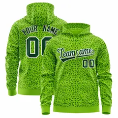 Neon Green Leopard Print Varsity Letterman Jacket Hoodie 1