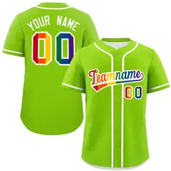 Neon Green LGBT Rainbow Pride Month Baseball Jersey