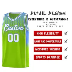 Neon Green Light Blue Dot Pattern Reversible Gradient Basketball Jersey Kits 3