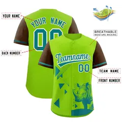 Neon Green Light Brown Raptor Series Raglan Baseball Jersey 2