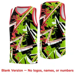 Neon Green Light Red Abstract Graffiti Basketball Jersey 6